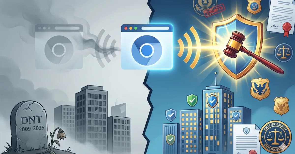 Browser privacy settings panel showing Global Privacy Control and Do Not Track options