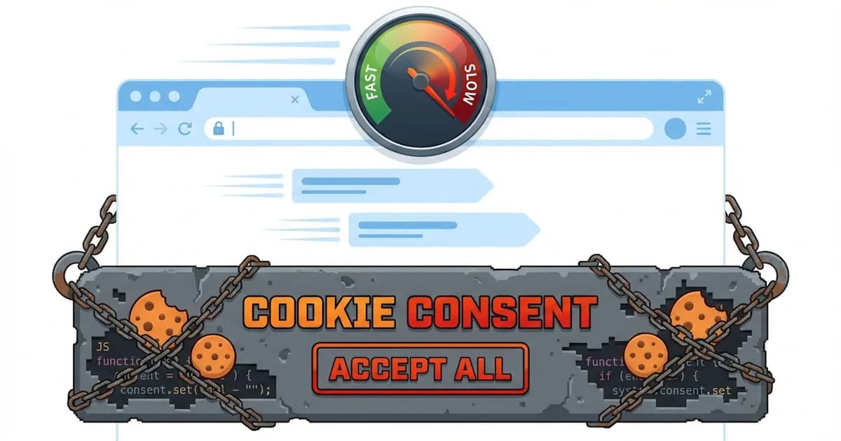 Lighthouse performance score comparison chart showing CMP impact on Core Web Vitals